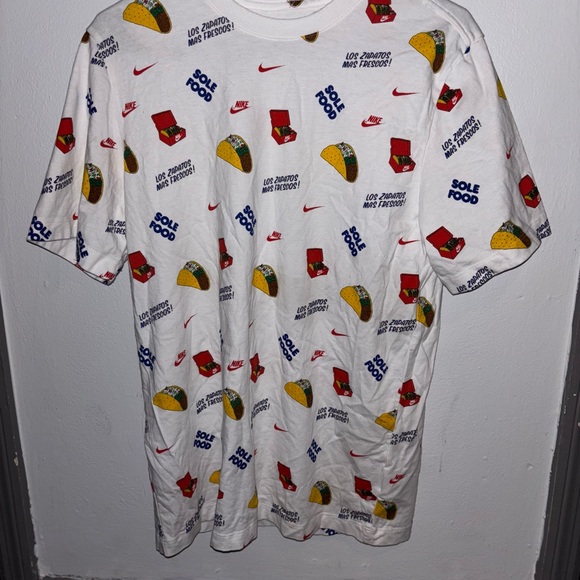 Nike White Graphic Tee with Taco and Logo Prints - Picture 1 of 3
